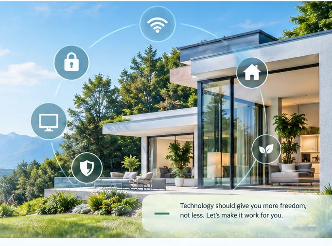 Modern home representing private connected-home technology